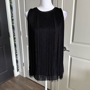 Michael Kors Black Sleeveless Fringe Blouse Size XS